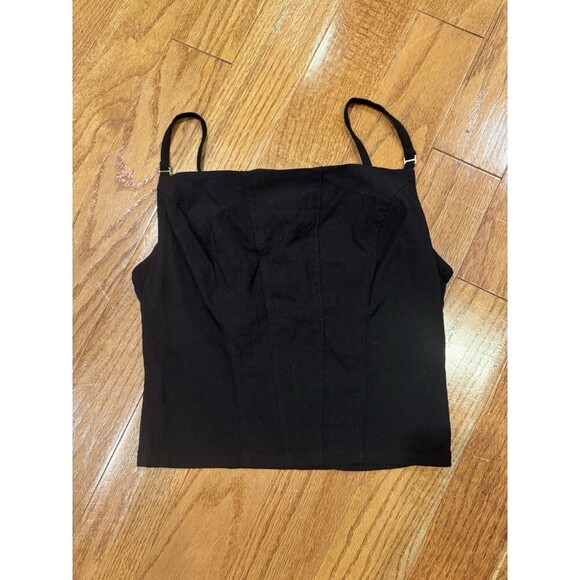 Free People Back On Track Top Cami Black Medium Closet Staple Basic Minimalist - Picture 2 of 6